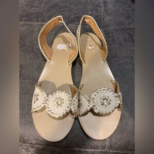 Jack Rogers White & Gold Sandals